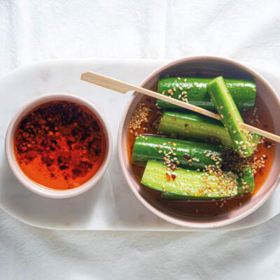 Cucumber salad with chilli oil