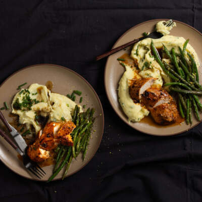 Prego chicken fillets with cheesy mash