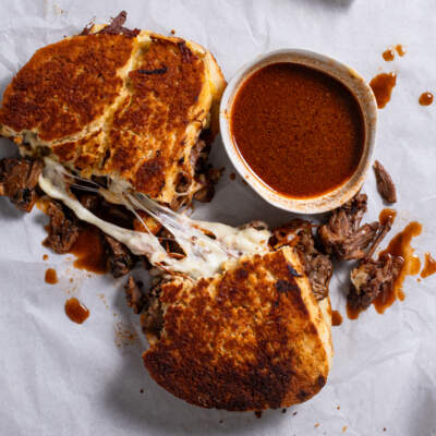 Steamed bread grilled cheese with slow-cooked oxtail