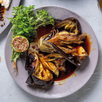 Steamed brinjals