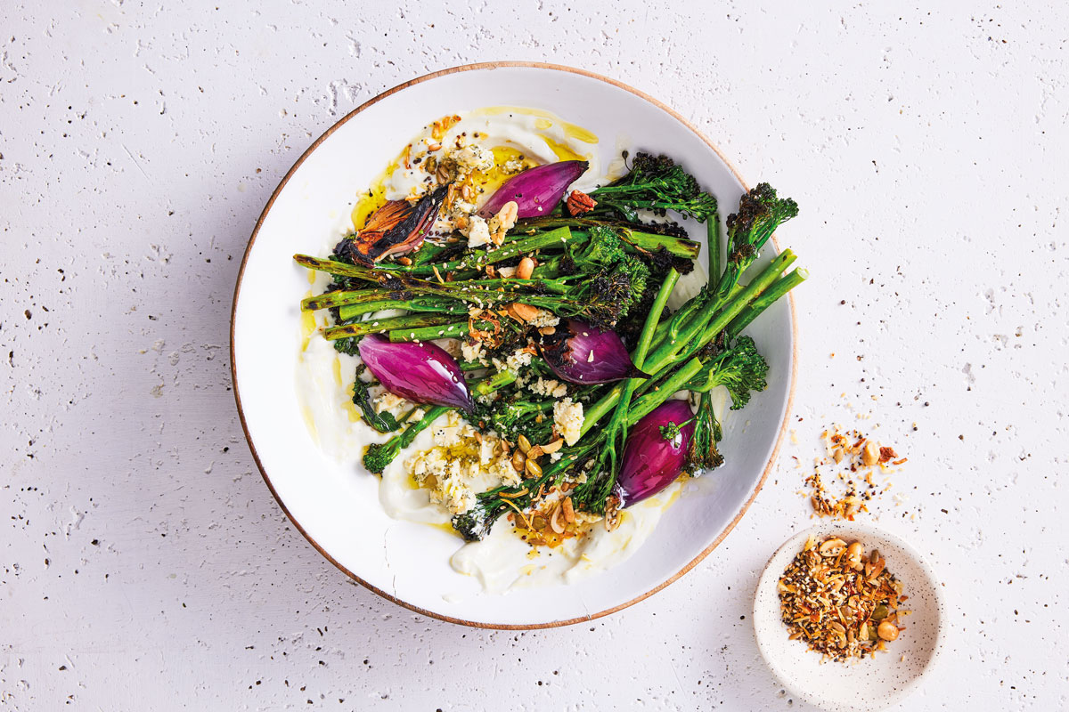 Tenderstem broccoli with blue cheese dressing